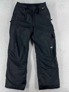 Slalom Small Black Belted Nylon Shell Lined Cargo Ski Pants Youth